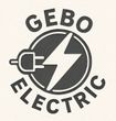 Logo for Gebo Electric, featuring a lightning bolt and plug inside a circle.