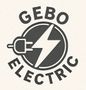 Logo for Gebo Electric, featuring a lightning bolt and plug inside a circle.