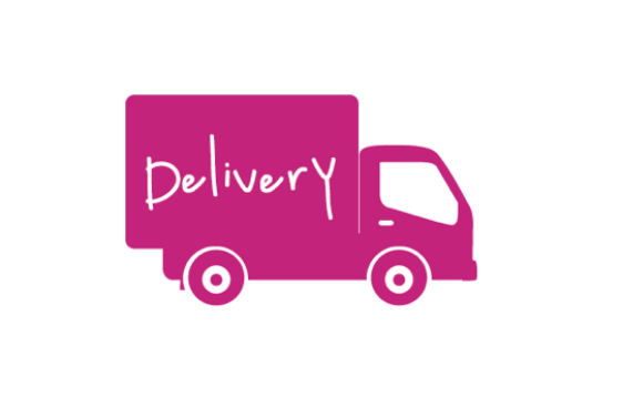 Pink delivery truck with the word delivery on it — Gladstone Garden & Landscaping Supplies in Burua, QLD