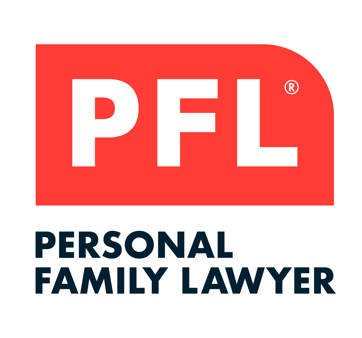 A red and blue logo for a personal family lawyer.