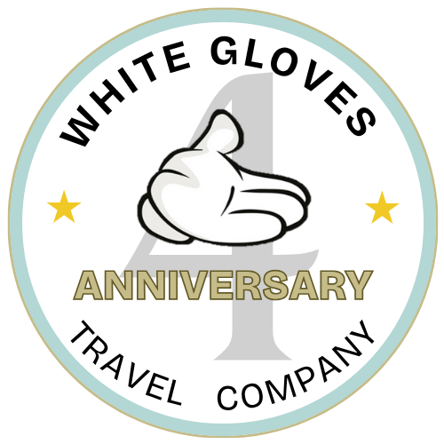 White Gloves Travel Company - 4 year anniversary badge.