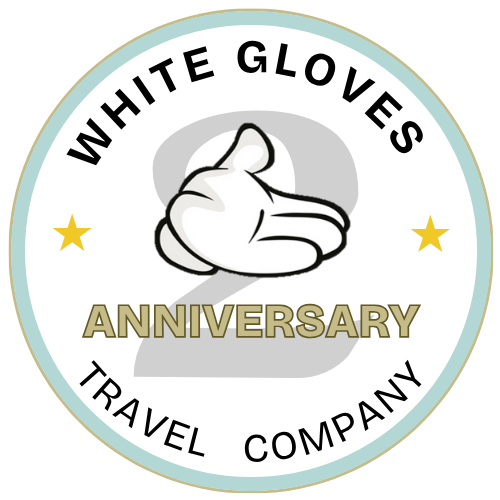 White Gloves Travel Company - 2-year anniversary badge.