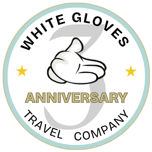 White Gloves Travel Company - 3-year anniversary badge.