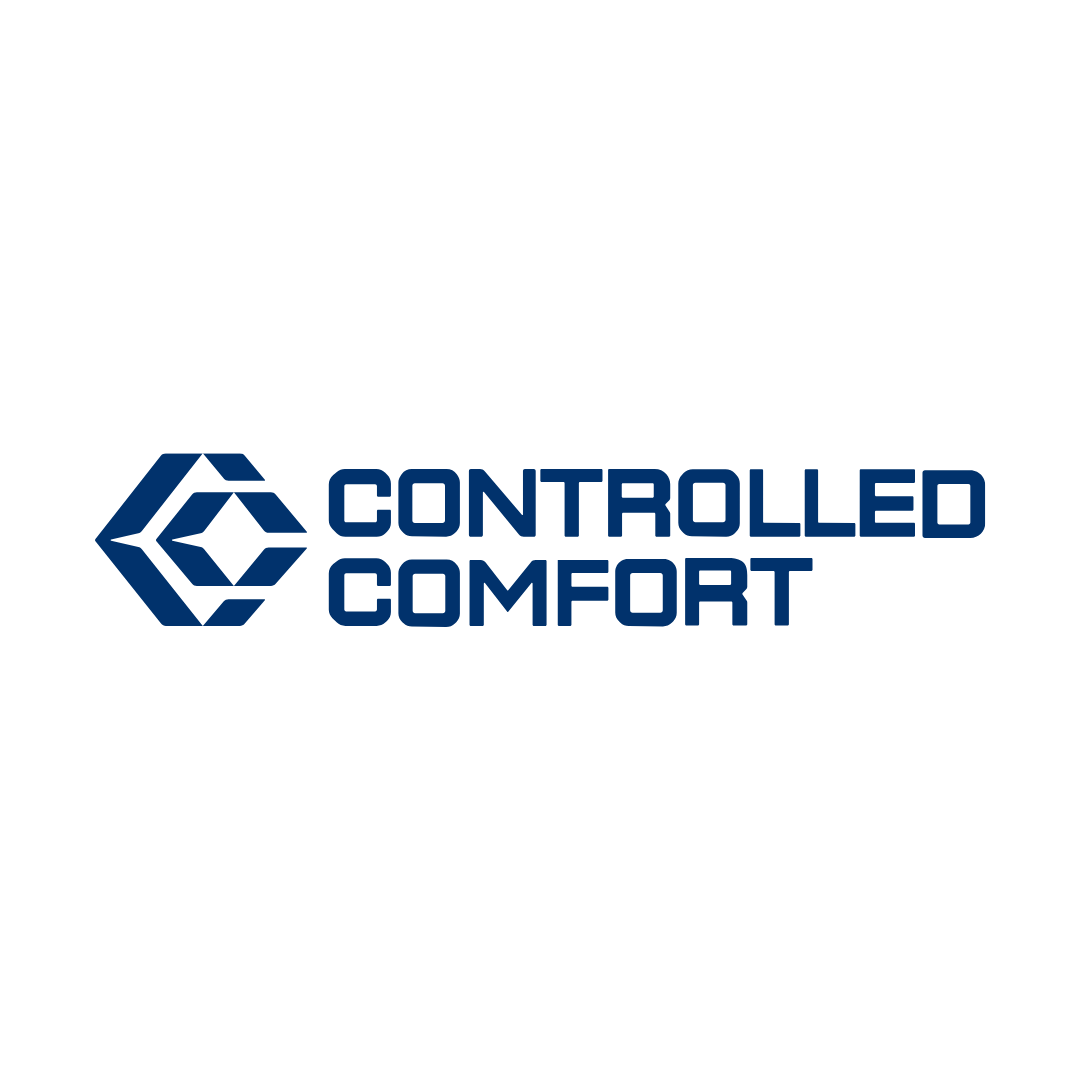A blue logo for controlled comfort on a white background.