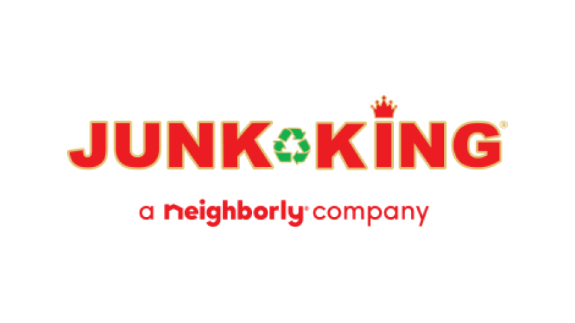 The logo for junk king is a neighborly company.