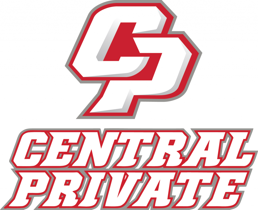 Red and white "CP" logo above "CENTRAL PRIVATE" in red with white and gray outlines.
