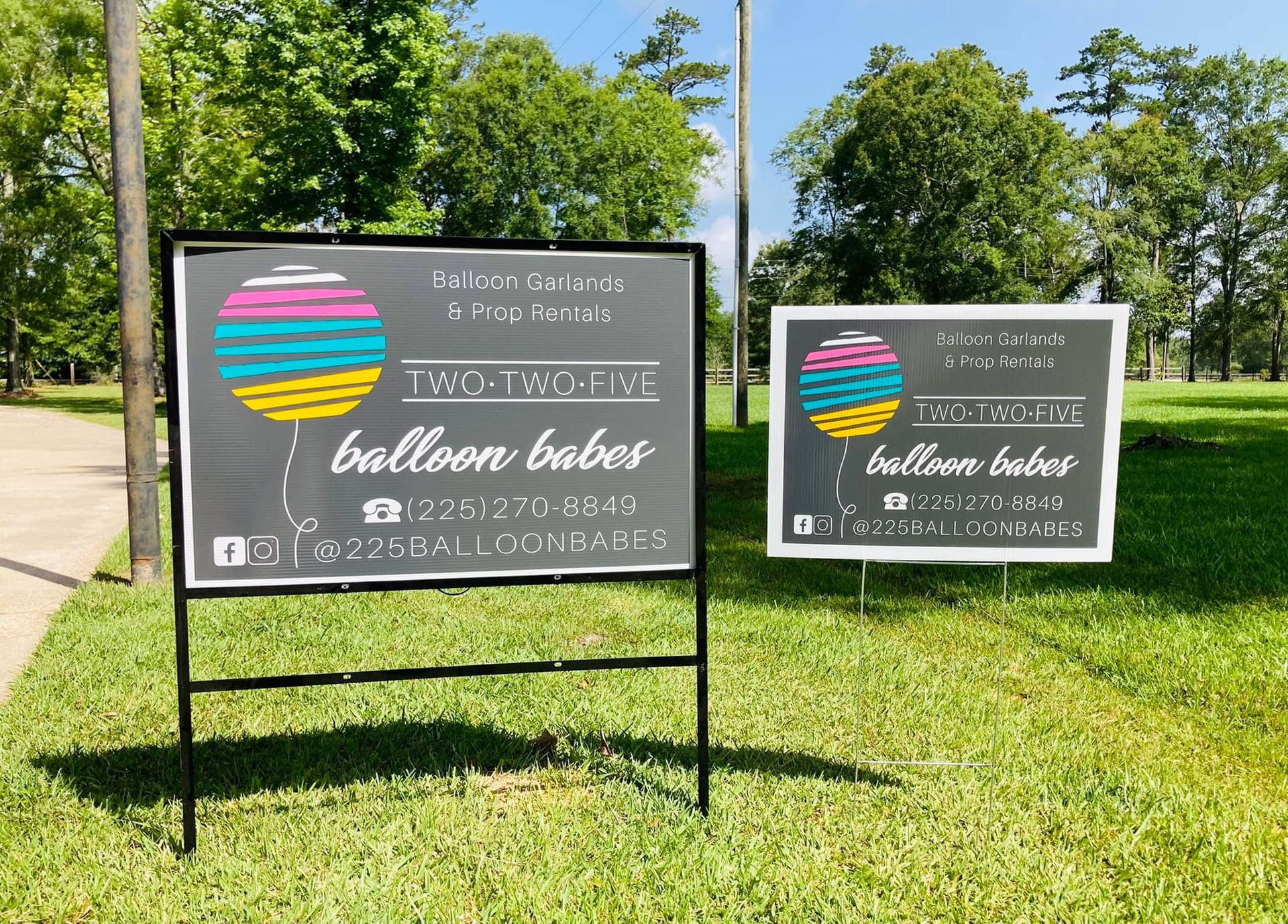 Two signs on grass for 