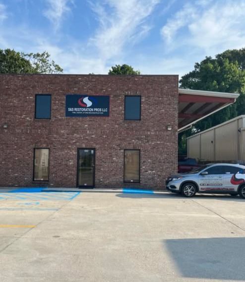 Brick building with sign 