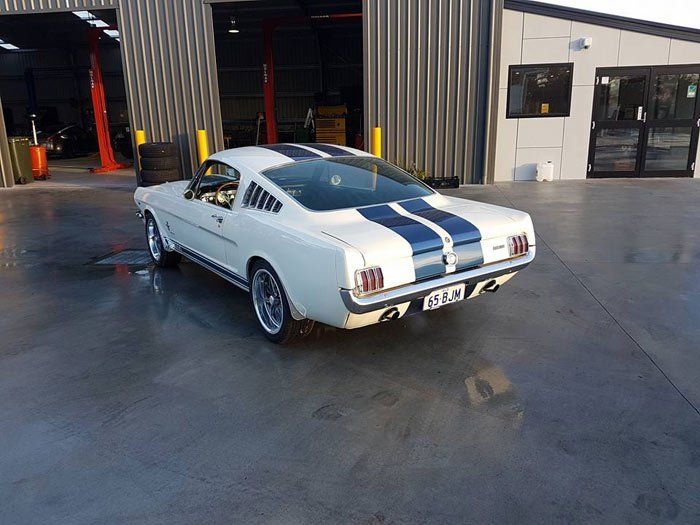 Rear view of the car after repair