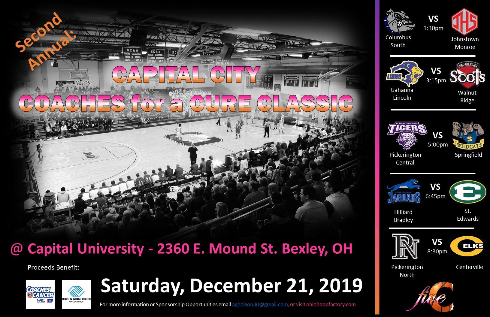 A poster for the second annual capital city coaches for a cure classic
