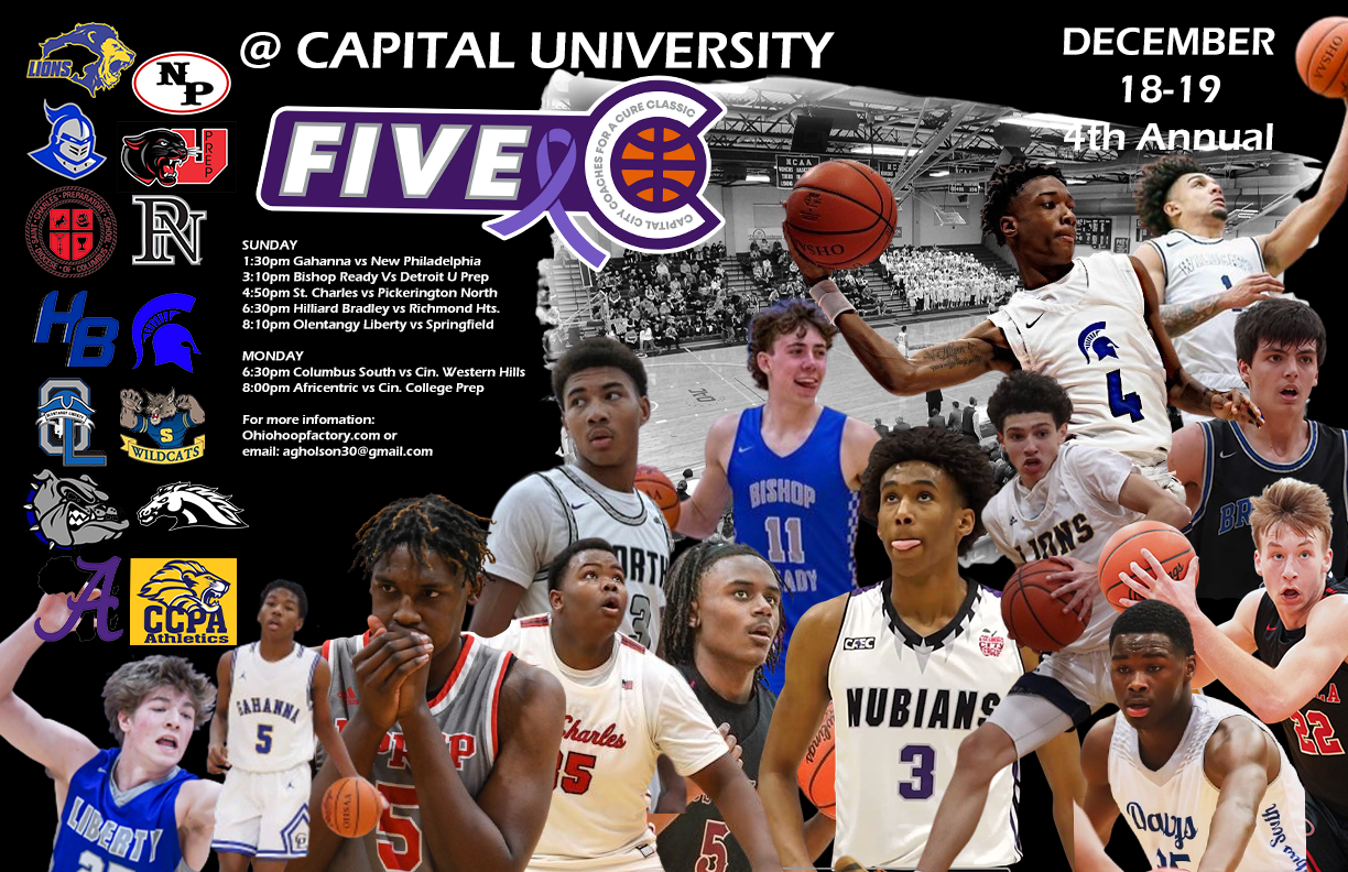 A poster for the capital university five c basketball tournament