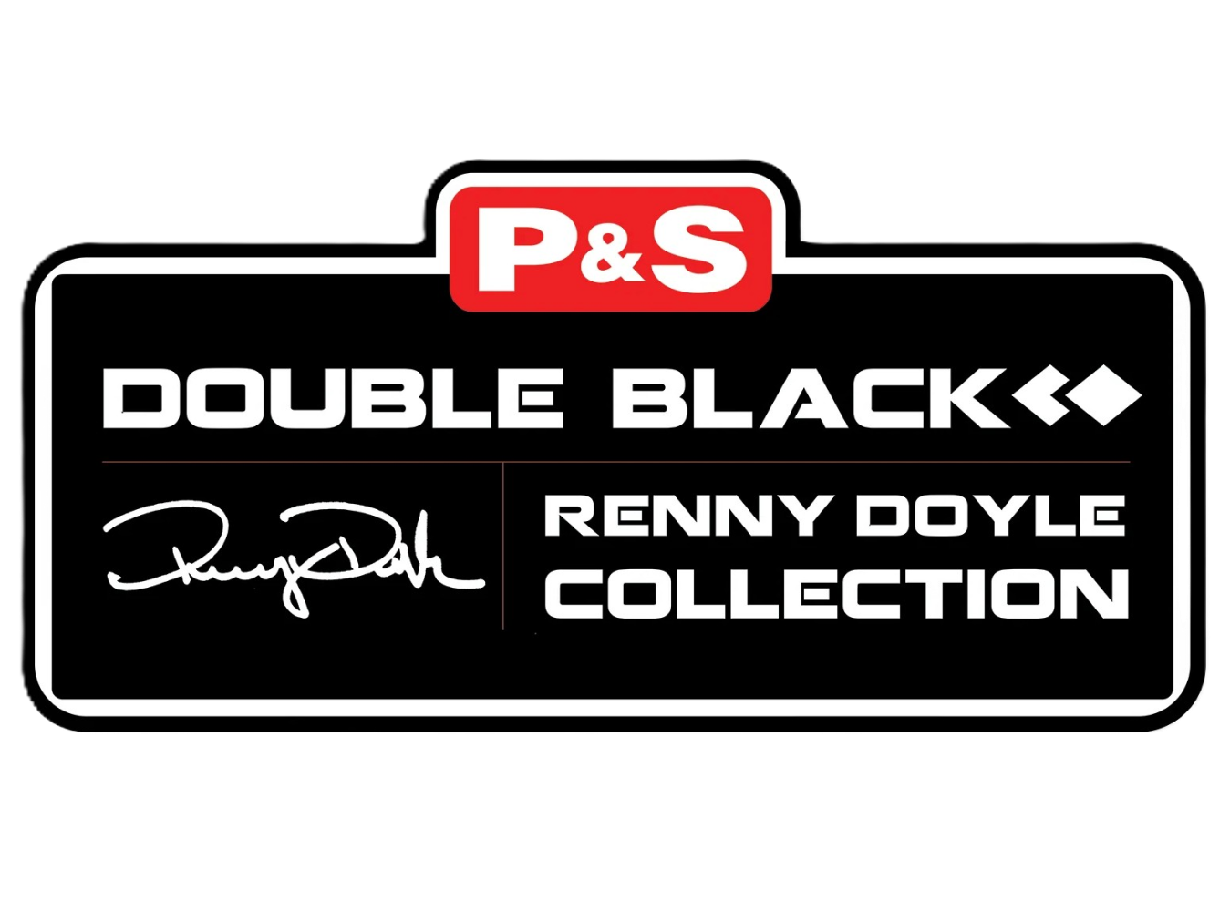 Logo for P&S Double Black Renny Doyle Collection featuring white and red text on a black background.