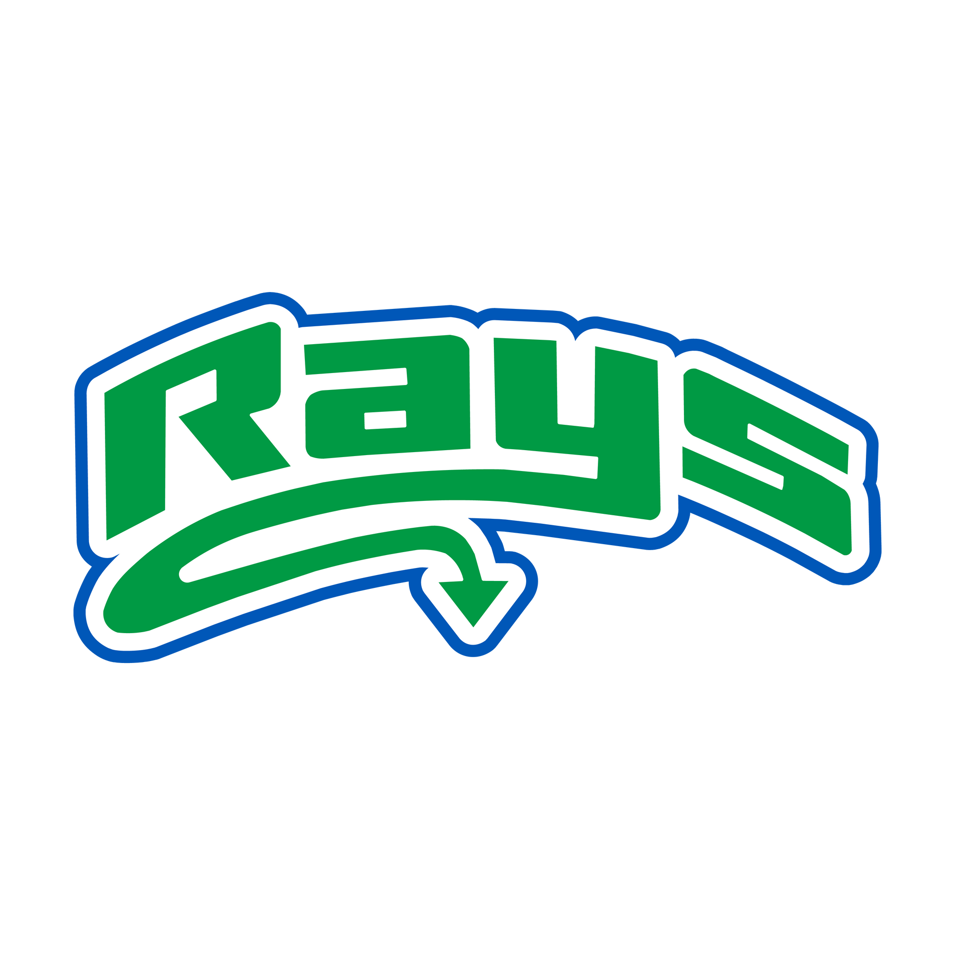 A green and blue logo for the rays baseball team