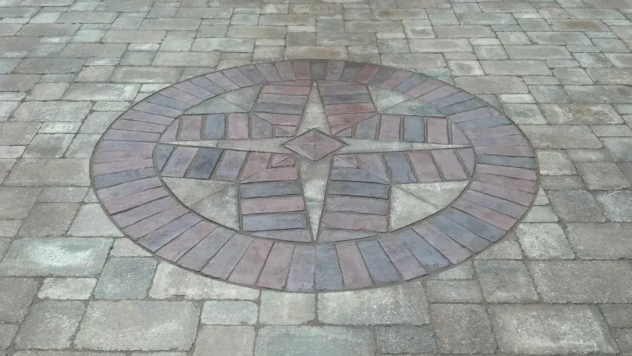 A circle of bricks with a star in the middle