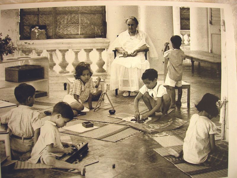 Dr. Montessori conducting a class in India