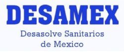 Logotipo de DESAMEX, texto en azul, con "Desasolve Sanitarios de México" debajo.
