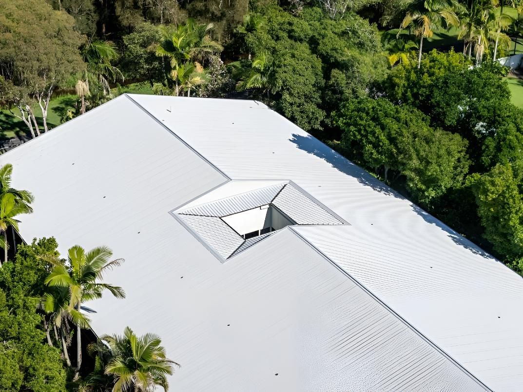 White Metal Roof of a Building, With a Central Skylight — Northern Rivers Metal Roofing PTY LTD In Ballina, NSW