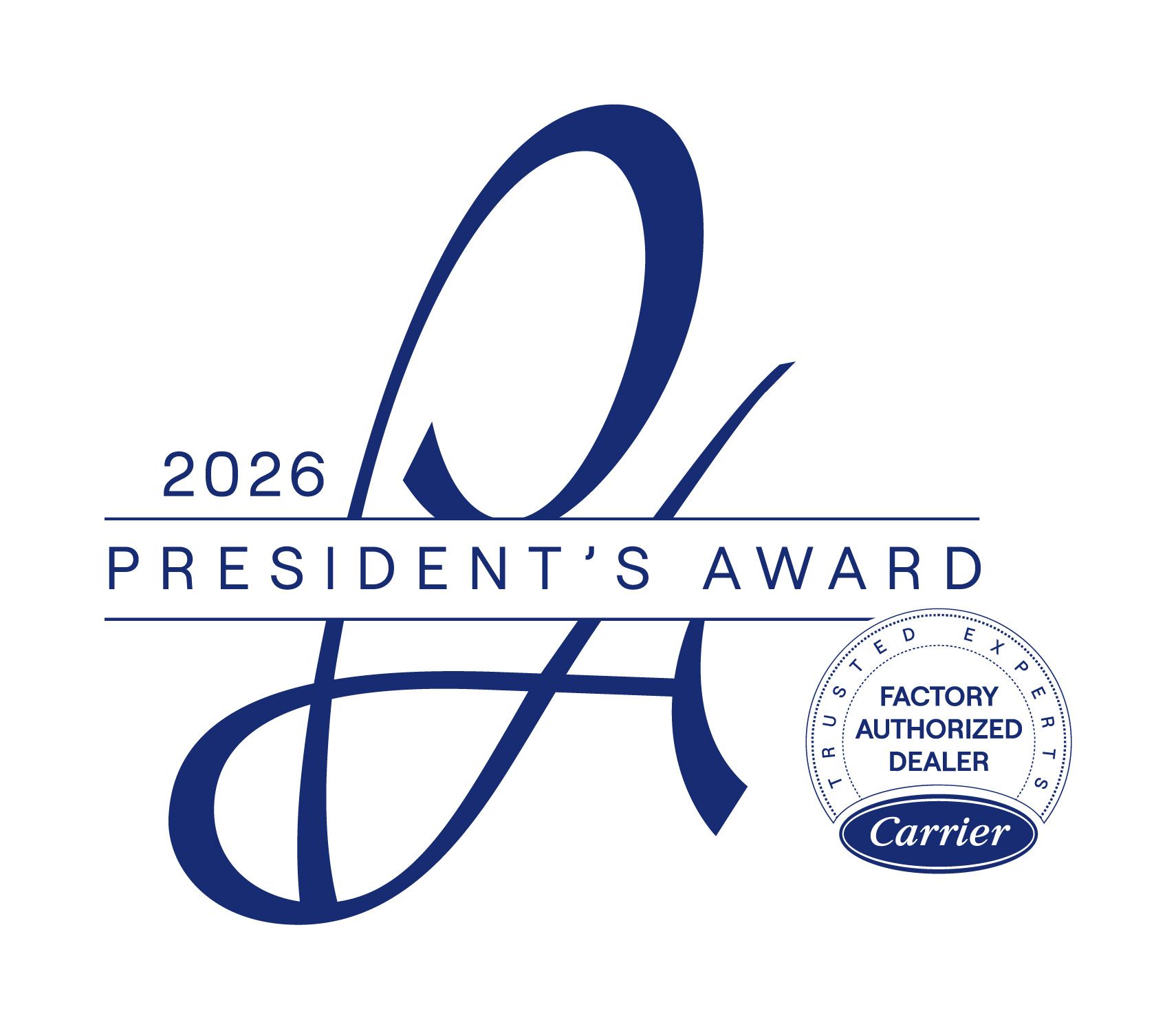 2026 President's Award logo, large blue stylized