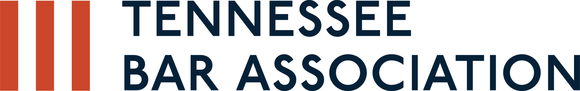 A logo for the tennessee bar association with red and blue stripes