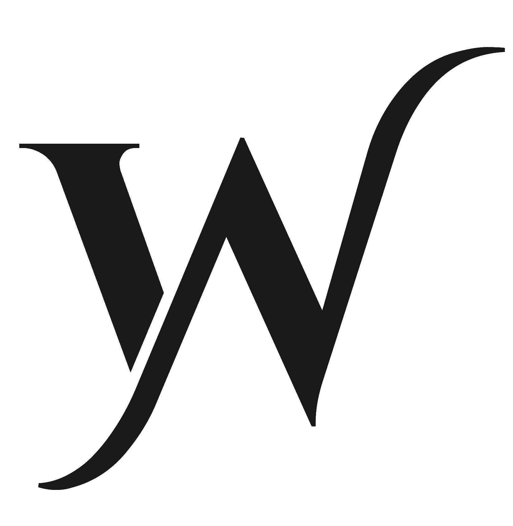 A black letter W on a white background
