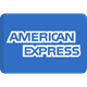 American Express logo on blue background.