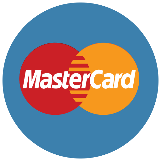 MasterCard logo: two overlapping circles, red and orange, with the word 