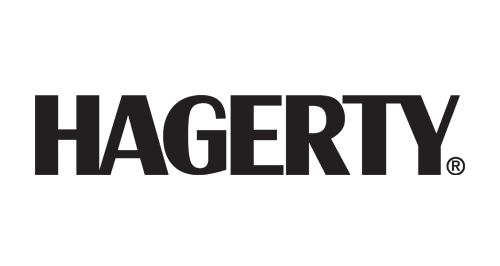 The hagerty logo is black and white on a white background.