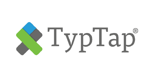 A logo for a company called typtap with a blue and green cross.