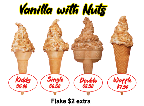 Vanilla soft serve ice cream with nuts cairns 