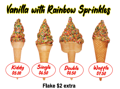 Vanilla soft serve ice cream with sprinkles cairns 