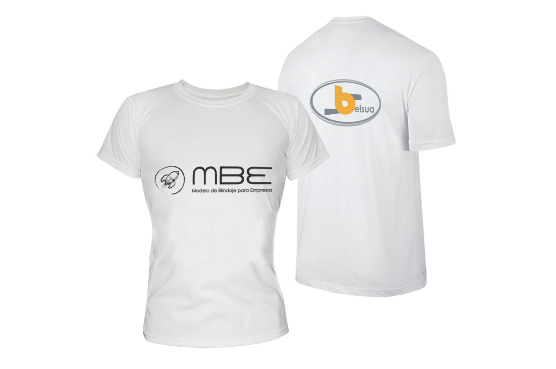 Una camiseta blanca con la palabra mbe.