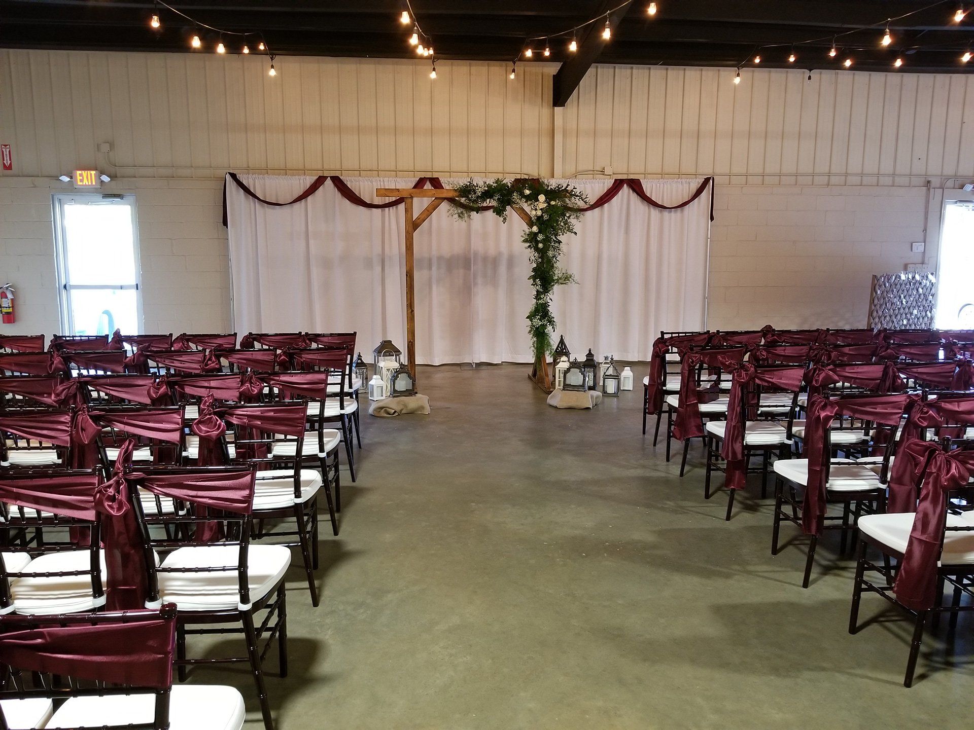 alter and chairs set up for wedding ceramony