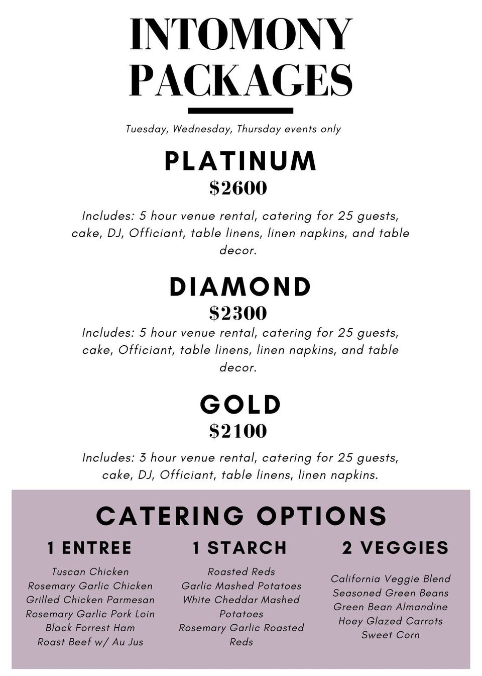 The Vine - Event Venue Rental Packages