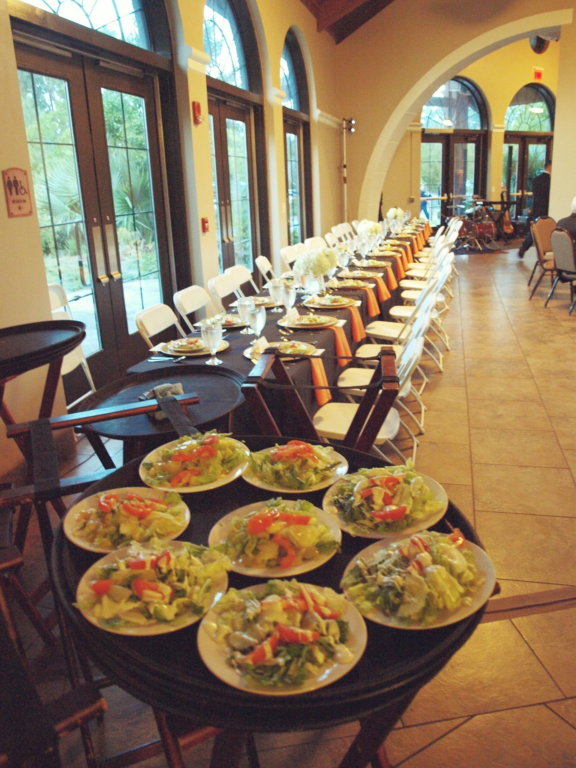 tray of plated salads