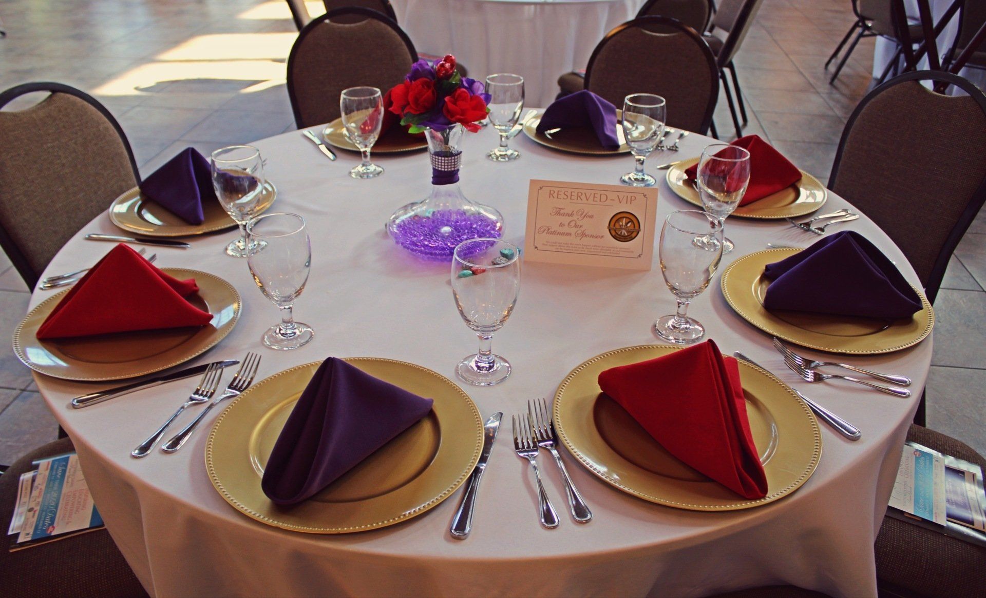 VIP table set for event at Botanical Gardens venue