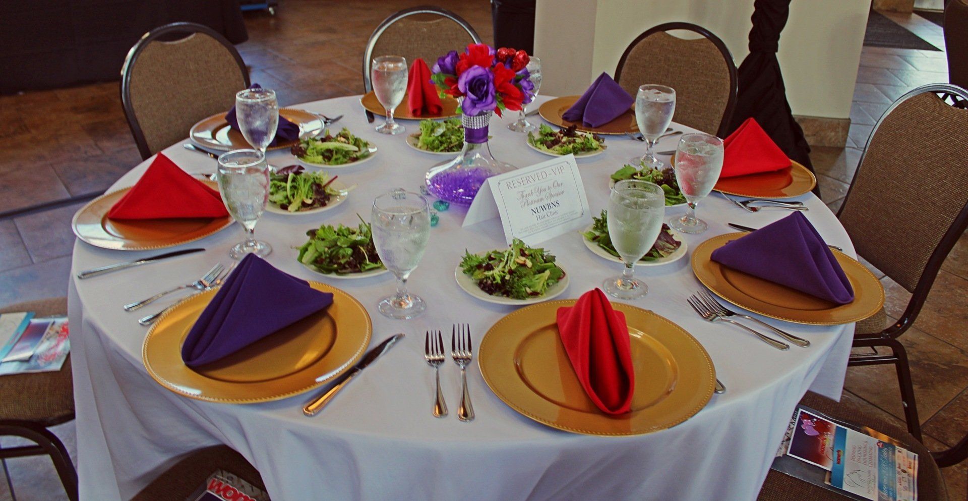 VIP table set up at Botanical Gardens venue