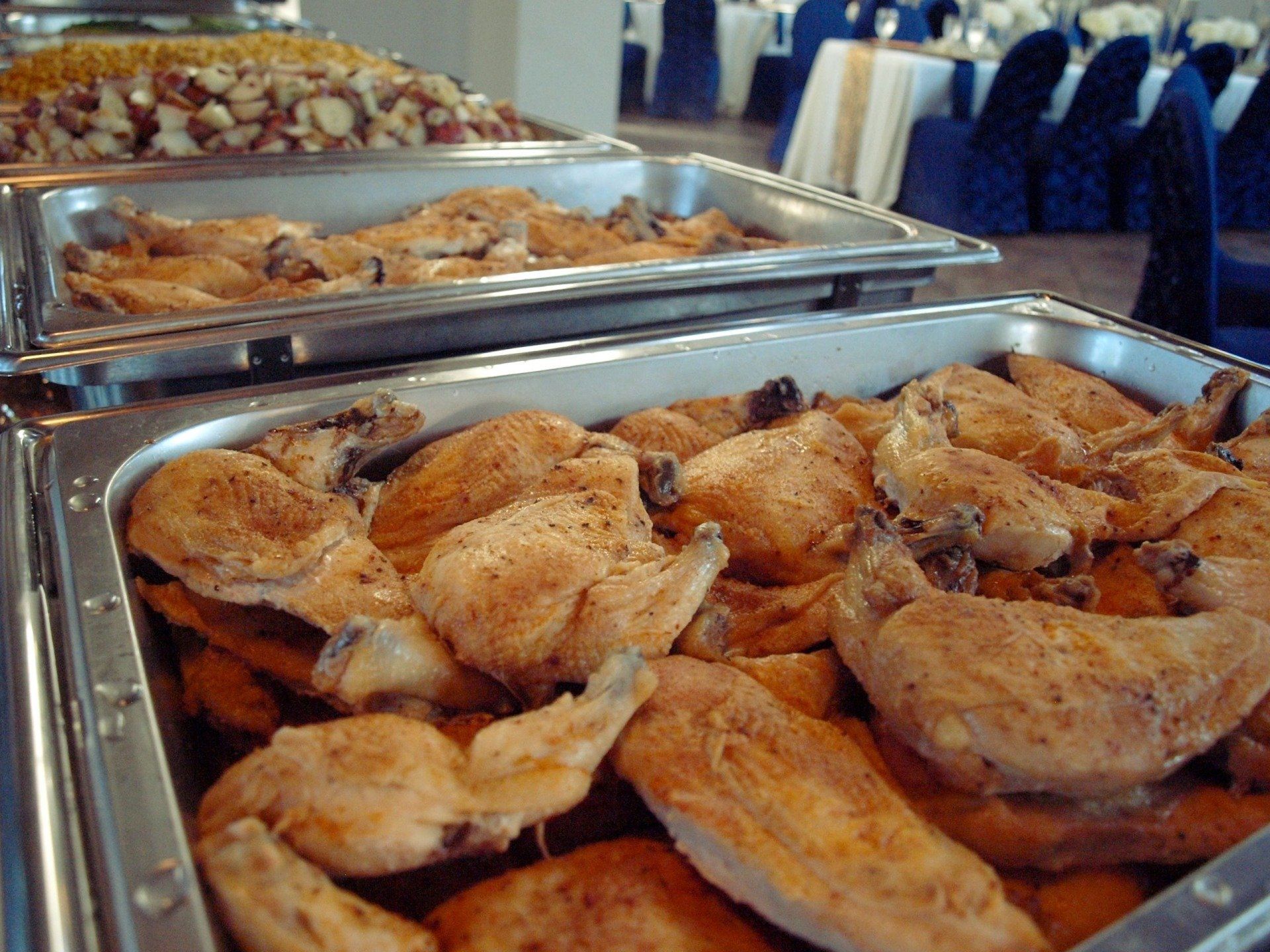 buffet pan filled with chicken