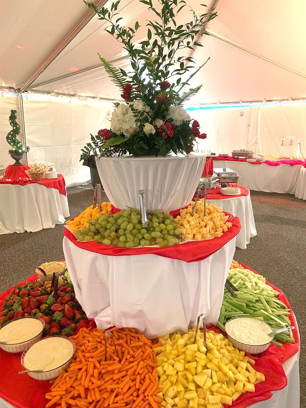 3 tiered fruit and vegetable display