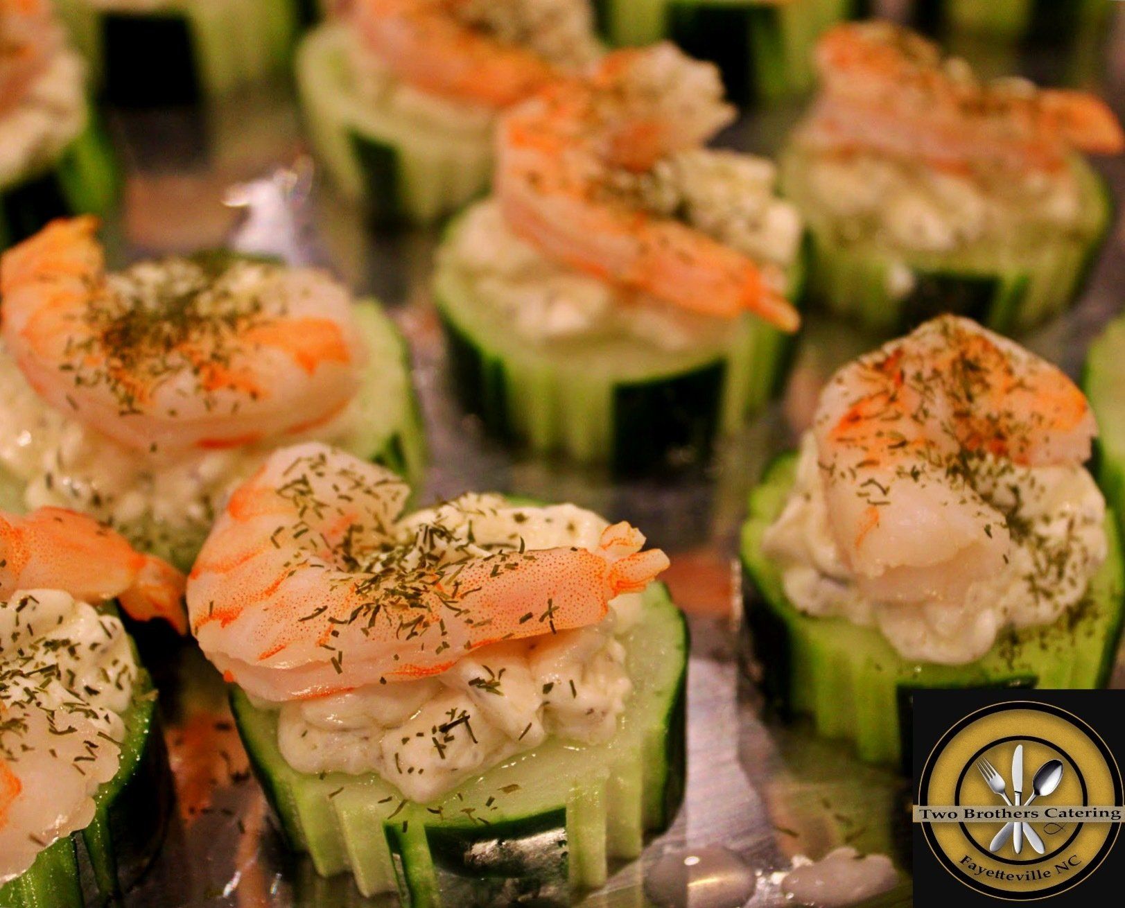 close up of cucumber shrimp appetizer