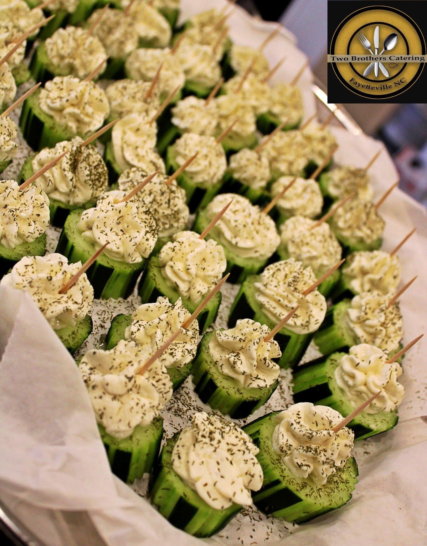tray of cucumber dill appetizers