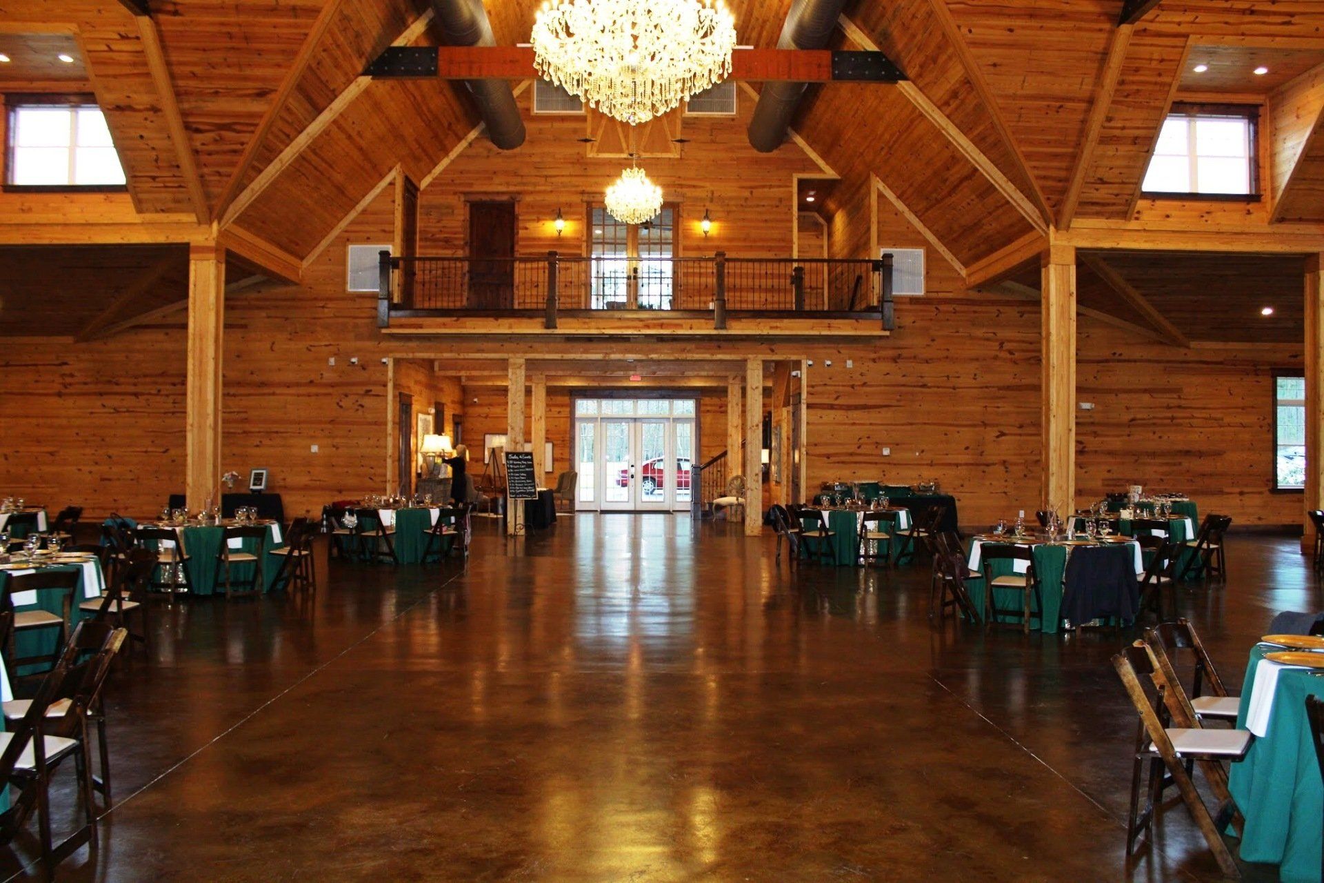 wide angle of room set up at the Carolina Barn venue