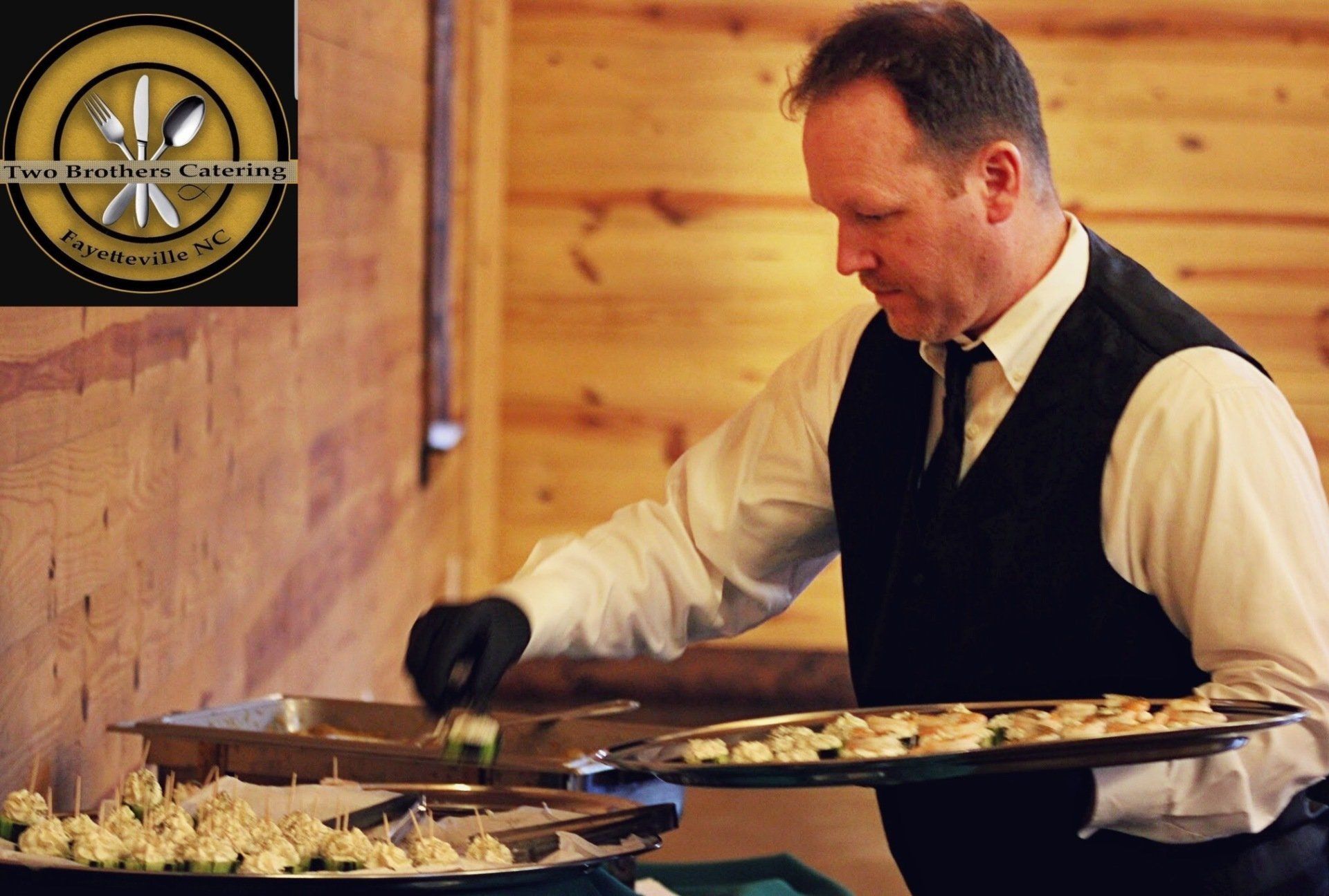 tray of cucumber appetizers being refreshed