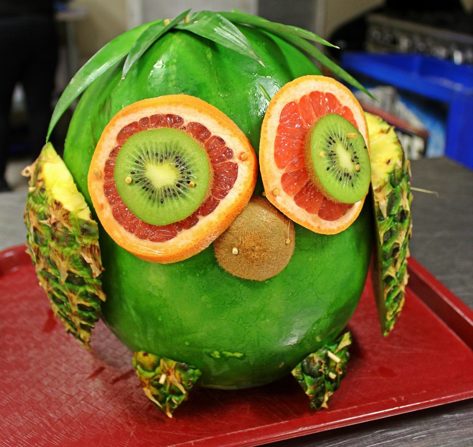 owl made of fruit