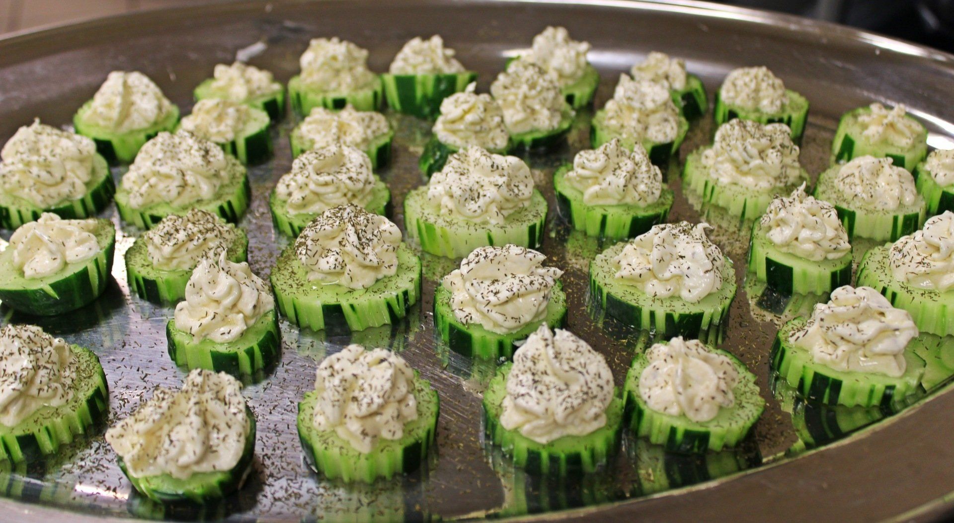 tray of cucumber appetizers