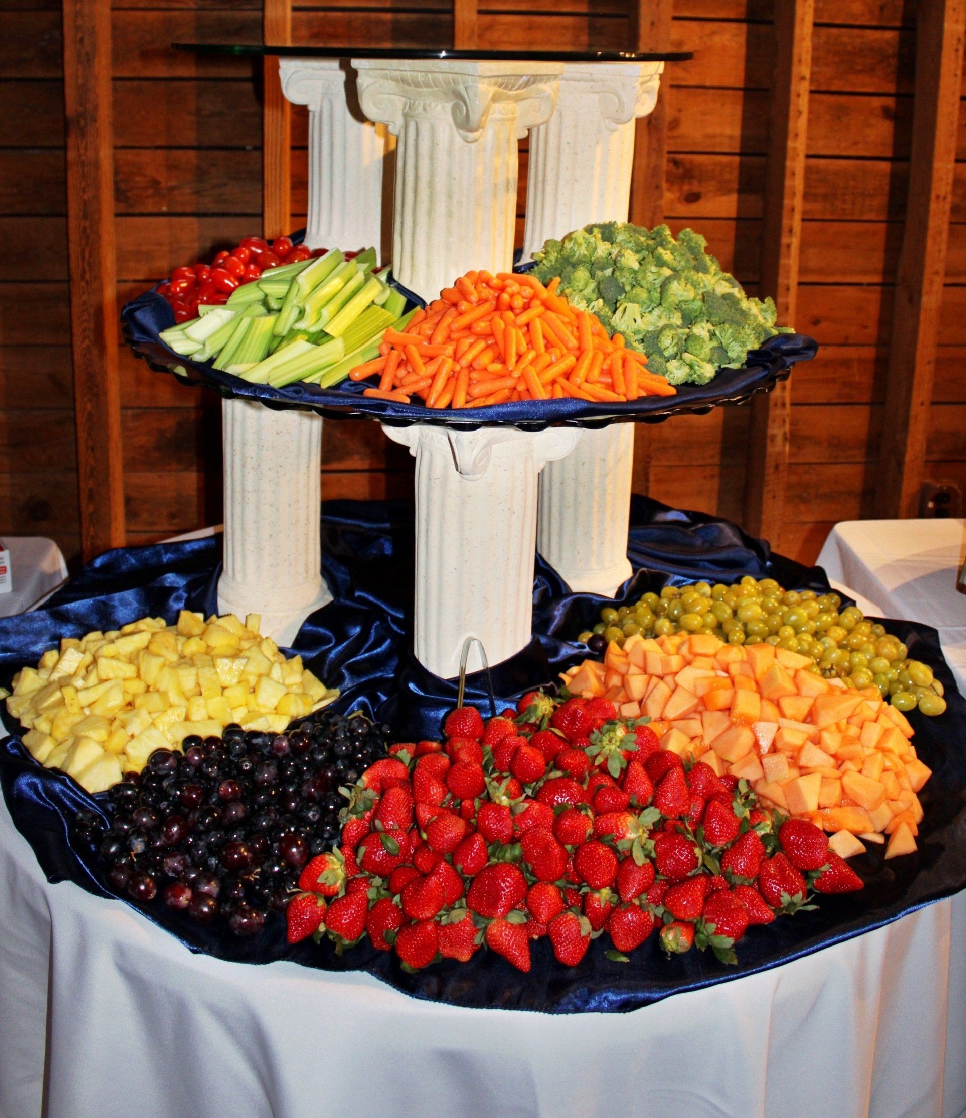 3 tiered fruit and vegetable display