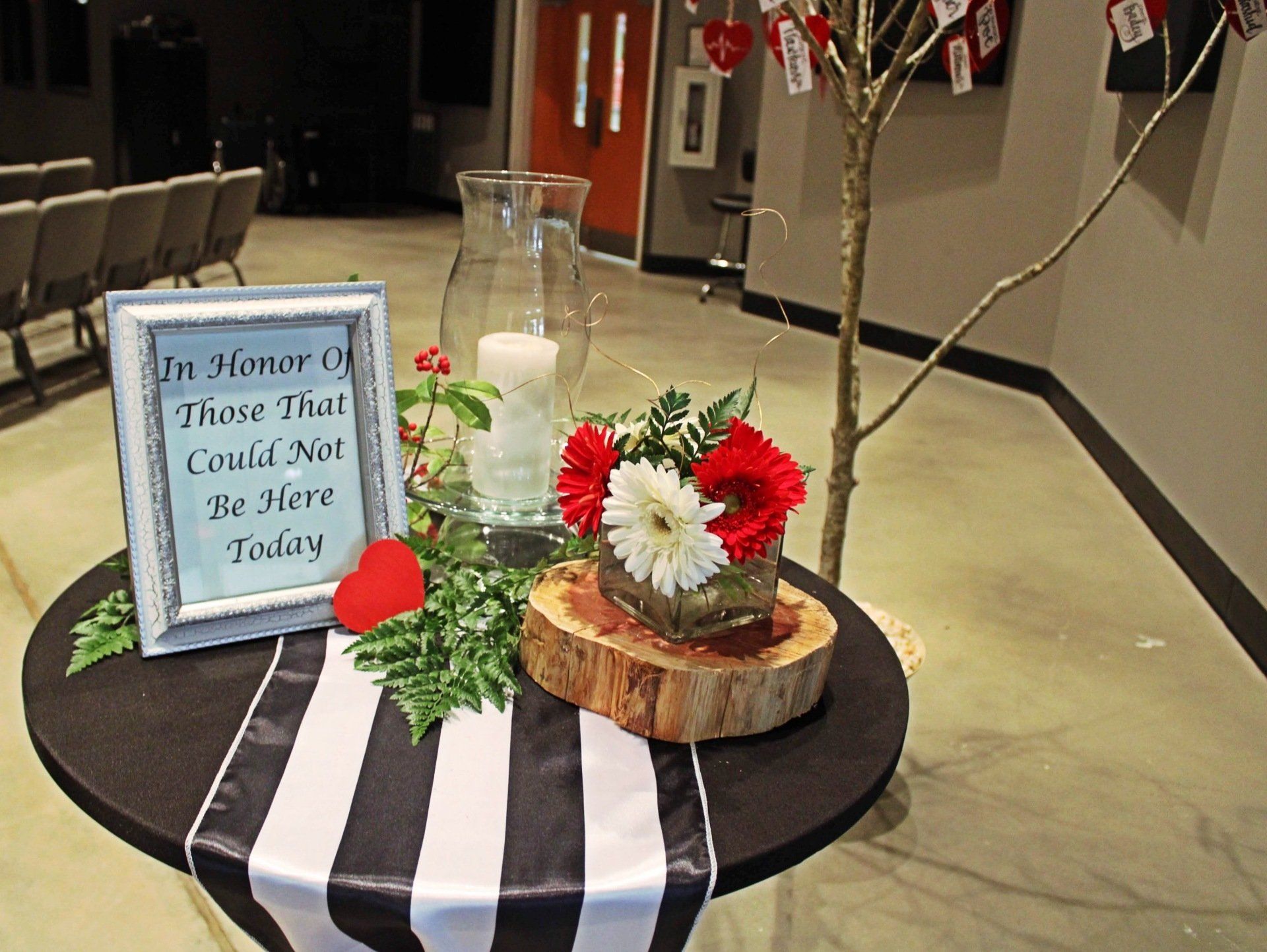 memorial table set up at Manna Church venue