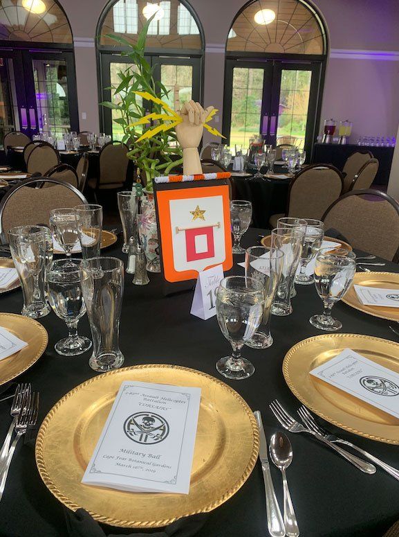 table set for a military luncheon