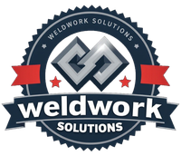 Weldwork Solutions logo: Blue, white, and red emblem with interlocking geometric shapes and text.
