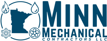 Logo for Minn Mechanical Contractors LLC with Minnesota outline, and icons.