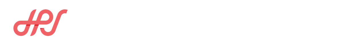 A red and white logo on a white background.